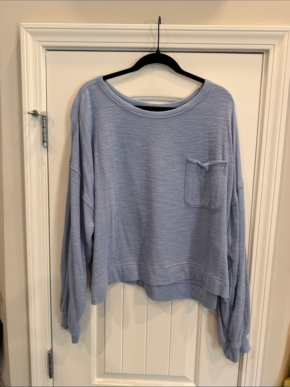 aerie Light Blue Relaxed Pocket Crewneck Sweater